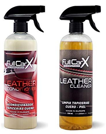 AutoFullCar - Kit Limpieza TAPICERÍA Piel y Cuero Asientos e Interiores Limpiador e Hidratante Piel Cuero 2 x 750 ml FullCarX by Full Dip