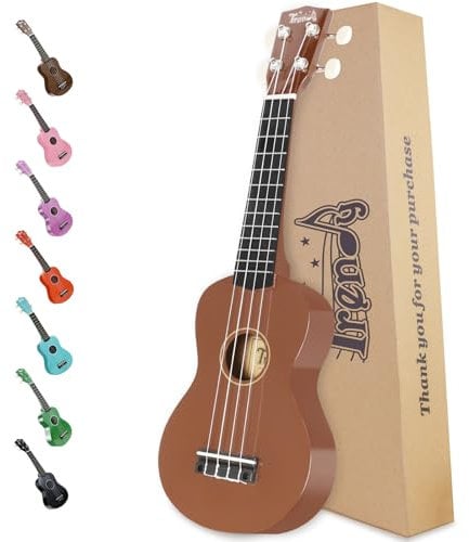 Trendy Sopran-Ukulele für Anfänger, 53,3 cm, Hawaii-Ukulele für Erwachsene, Studenten, Starter (Braun)