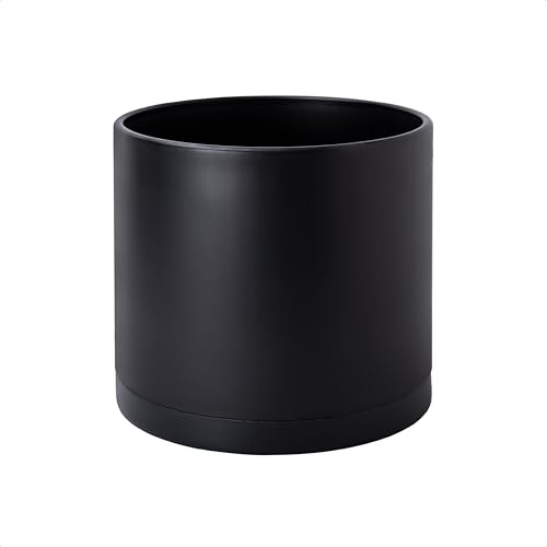 D'vine Dev 74-X-B-1 Cache-Pot en Plastique avec Trou de Drainage et soucoupes sans jointures, 20 cm, moucheté Noir