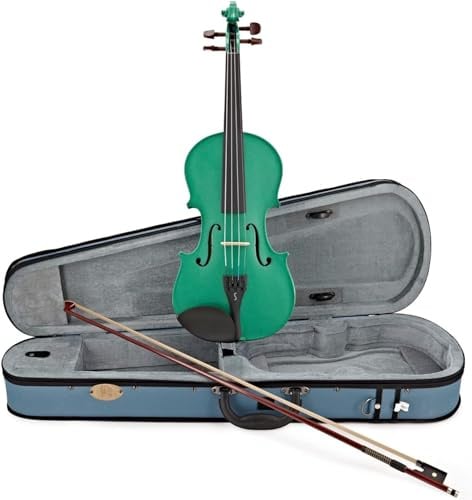 Stentor Harlequin Violin Outfit 1/2 Size, Violin for Intermediates with P&H Fibreglass Bow, Lightweight Case, Colourful String Instrument 1401EGR, Sage Green