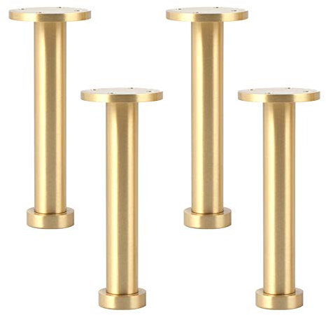 pingping1991 Messing Möbelfüße, Möbelbeine Metall-Beine Höhenverstellbar Tischbeine Oberfläche Poliert, für Sofa Schrankfüße Fernsehschrank Badezimmerschrank,mit Schrauben,4 Stück(120mm/4.7in)
