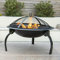 GardenKraft 19589 22 BBQ Grill and Firepit/Featuring Mesh Cover, Wooden Handled Stoker & Folding Legs/Lightweight & Portable/Picnics, BBQ’s, Camping