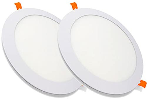 MUNDDY PACK DE 2 Downlight LED Panel Empotrable Redondo, iluminacion 12W, 4000k Blanco Neutro, marco blanco Envio Urgente desde Madrid