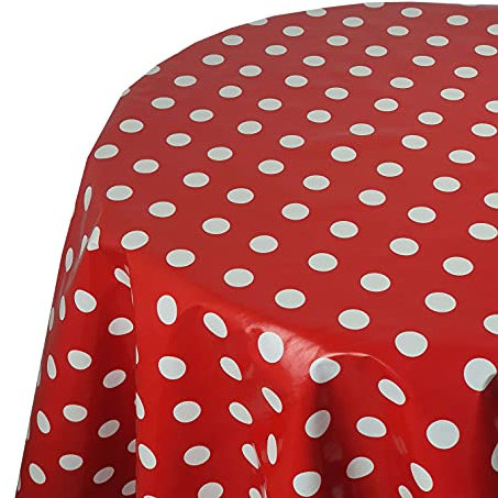 Wachstuch Wachstischdecke Tischdecke Größe wählbar Punkte Rot Rund 130 cm abwaschbar Gartentsichdecke