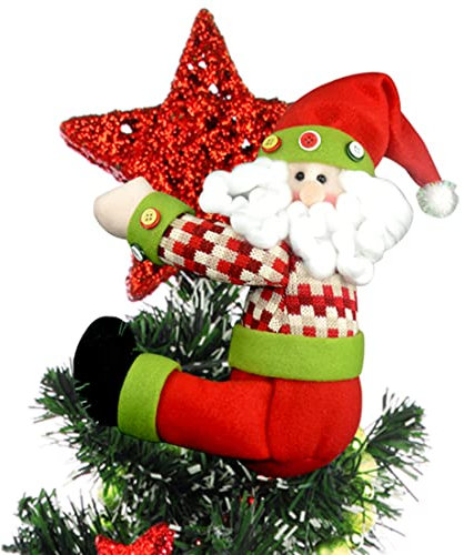 Hongsome Weihnachtsbaumspitze Weihnachtsmann, einzigartige Weihnachtsdekoration, lustige Heimdekoration, auch als Vorhang-Krawatte und Weinflasche verwendbar, Rot, Weiß, Grün