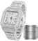 Halukakah Diamant Golduhr, Herren Platin Weiß Vergoldet 40MM Breite Quadrat Wählen Quarz Armband 24cm mit Geschenkbox