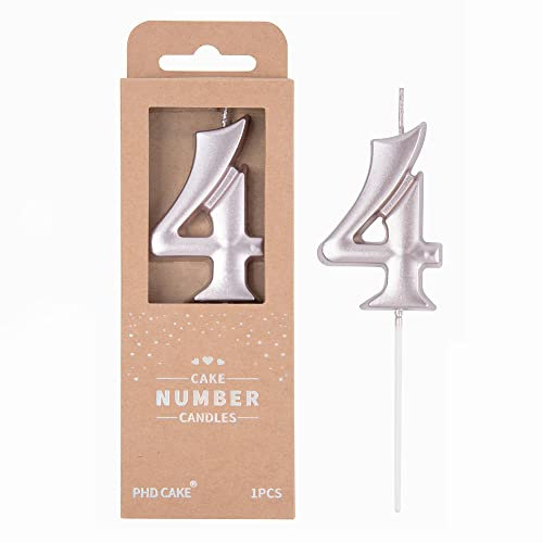 PHD CAKE 2.76 Inch Elegant Rose Gold 4 Number Birthday Candles, Rose Gold Number Candles, Cake Number Candles, Party Celebration