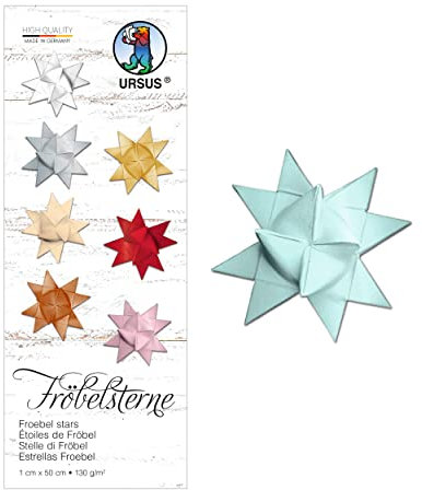 Ursus 3200036 - Papierstreifen für Fröbelsterne 1,0 x 50 cm, Türkis, aus Tonzeichenpapier, 100 Streifen für circa 25 Sterne, Bastelklassiker zu Weihnachten