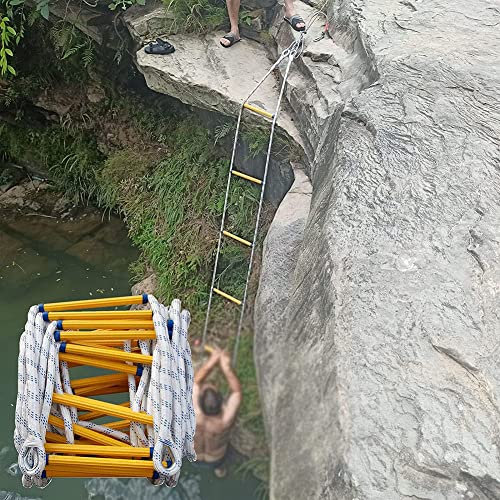 N A Strickleiter Feuerleiter,Erwachsene Rettungsleiter Feuerfest 12M Strickleitern Mit Karabinerhaken Wiederverwendbar Mit Höhensicherheit,Perfekt Für Fenster Und Balkon(3M-30M),12m
