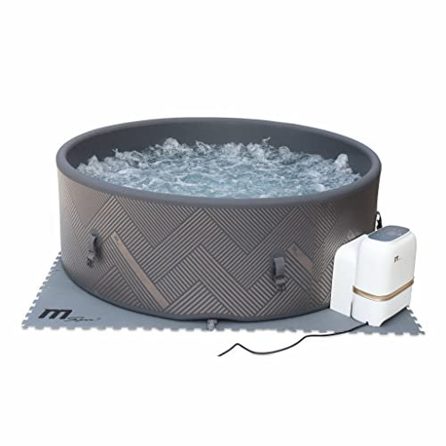 Alice's Garden - Spa MSPA Gonflable Rond – Mono 8 Gris– Nouveau modèle - Spa Gonflable 8 Personnes Ø190 cm PVC renforcé Rigide. Massage air-Jets. contrôle WiFi. ozonateur désinfection UVC. Couvercle.