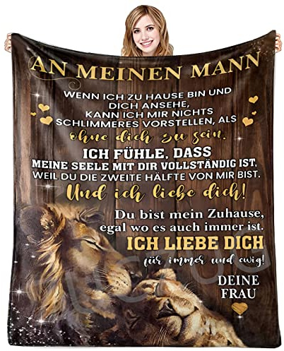 ZUCZUG Kuscheldecke Personalisierte Decke An Meinen Ehemann, Frau für Ehemann Deutsche Nachricht Briefdecke für Frauen Decke Jahrestag Hochzeitstag Geburtstagsgeschenk Valentinstag für Ihn