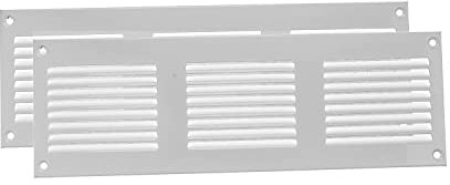 Vent Systems 30 x 10 cm - Lot de 2 cache-grille d'aération - Blanc - Barbecue en métal avec protection anti-parasite intégrée