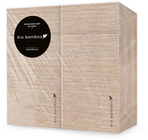 bio bamboo® - Packung 50 Einweg-Servietten Besteckhalter 40x40 CACAO aus Bambusfaser, biologisch abbaubar und kompostierbar