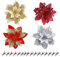 CLDURHGE 16 Piezas de Flores de Navidad con Clips, Rojo, Dorado, Plateado Flores de Navidad Artificiales Poinsettia, Navidad Decoración Adorno para Decoración de Boda de árbol de Navidad