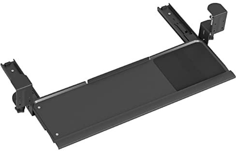 Large Keyboard Tray Under Desk, Pull Out Computer Drawers with Extra Sturdy C Clamp Mount System, Slide-Out Keyboard Platform for Typing, Black