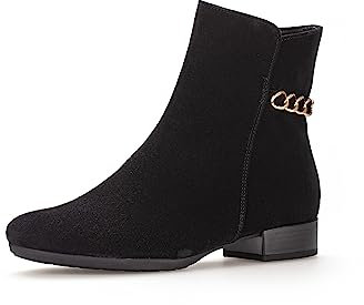 Gabor Damen Ankle Boots, Frauen Stiefeletten,Komfortable Mehrweite (H),knöchelhoch,reißverschluss,Stiefel,schwarz (Mic/Gold),42 EU / 8 UK