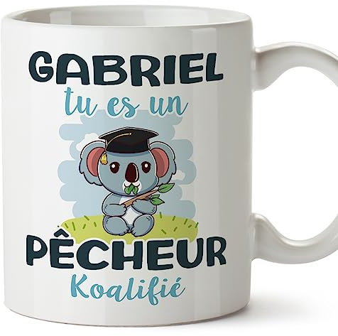 Mugffins Tasses Personnalisables pour PÊCHEUR homme - En Français - Cadeau Personalisé- Koalifies Personalisés - 11 oz / 330 ml