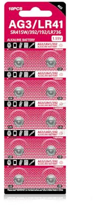 MUNDDY - 10 X Pilas de botón alcalinas AG3 LR41 392 SR41 192 bateria Blister 10 Unidades 1,5V