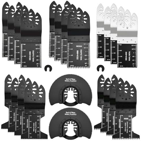 LQCOZYM 24-tlg. Multitool Sägeblätter Set – Bimetall & Kohlenstoffstahl, Arc Edge Design – Kompatibel mit Bosch, Fein, Makita & weiteren oszillierenden Werkzeugen