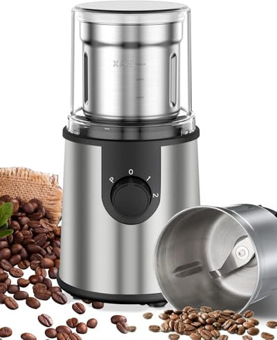 Andizun Coffee Grinder Electric, 350W Motor 80g Capacity Spice Grinder Electric with 304 Stainless Steel Blades for Coffee Beans, Nuts, Pepper