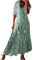 WVONIF Robe Femme Été Fluide Bohème Chic Rose Vintage Col V Manches Courtes Longue Casual Imprimé Fleurie Maxi Mode De Plage Soirée Gothique