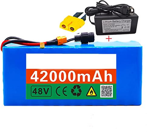 Batterie de vélo électrique, avec Chargeur, Batterie de Scooter électrique, Batterie Li-ION 48v 42ah 13s3p T Plug