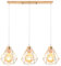 TOKIUS 3-flammig Pendelleuchte Vintage Industrial Hängelampe mit Geometrischem Design E27 Lampe aus Eisen Käfig Lampenschirm Retro Hängeleuchte für Esstisch Küche (Gold, Pendellampe, Balken)