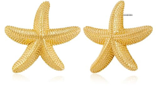 Seestern Ohrringe für Damen - Goldene Vintage Strand Ohrstecker, Schmuck für Mädchen (A)