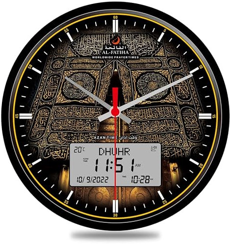 Azan Uhr, Athan Muslimische Gebet Wanduhr, Lesen Zuhause, Büro, Moschee Digitale Azan Uhren für Heimdekoration (Schwarz)