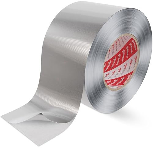 POPPSTAR Ruban Adhésif Aluminium Haute Température (50m x 72mm) pour Isolation & Barrière contre Vapeur pour Lave-vaisselle, Plan de Travail, Gouttière