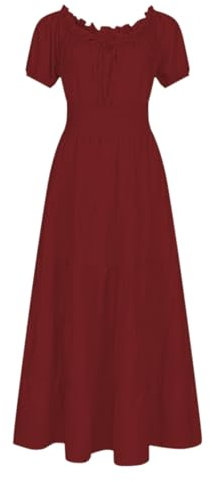 Renaissance Kostüm Damen Mittelalter Chemise Bauernkleid Irisch Boho Lange Kleider Halloween-Kostüme Halloween Kostüm Damen