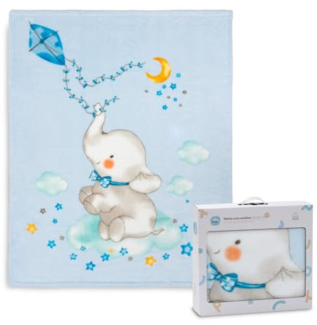 Interbaby - Coperta per lettino | Extra morbido di Sedalina Elefante Cometa, Confortevole, Calda | Coperta Bambino 110 x 140 cm, Unisex, per culle.