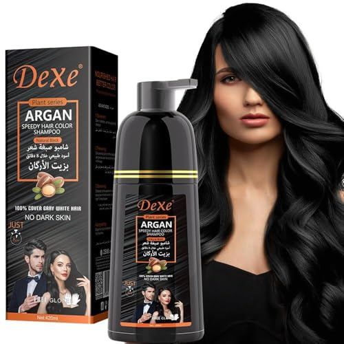 Instant Black Hair Shampoo 420ml - Semi-Permanente schwarze Haarfarbe Shampoo für natürliches Haar, hält 30 Tage, schnell wirkende Formel für Männer & Frauen (Natural Black, 420ml)