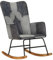 ShGaxin Schaukelstuhl Grau Echtleder und Canvas Schaukelsessel, Sessel Wohnzimmer, Stillsessel, Schwingsessel, Ohrensessel, Tv Sessel, Rocking Chair, Relaxsessel