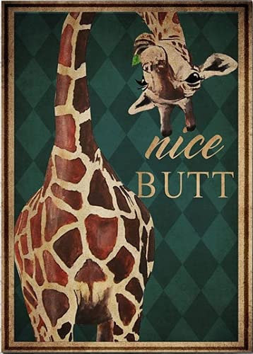 Biopracess Funny Giraffe For Bathroom Nice Butt In Toilet Room Vintageation Metal Sign Art Tin Metal Poster Gift 8x12 inch