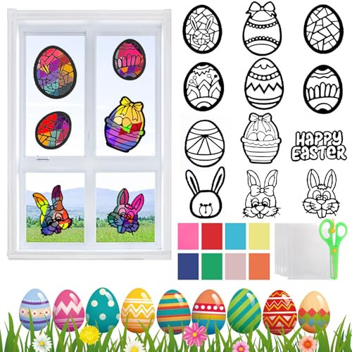 GOTDYBST 12 Stück Ostern Basteln Kinder, Ostern Papierbastelset Ostereier Bastelset, Osterbasteln mit Kindern, Kommt mit Zubehör, Ostern Geschenke Kinder - Geeignet für Jungen und Mädchen