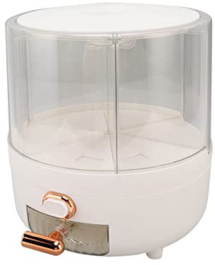 OPPWONG 360° Rotating Multi-Compartment Food Dispenser, 6 Compartment Dry Food Dispenser for Rice, Beans, Flour, Dry Grains, Cereal (Medium, Large)