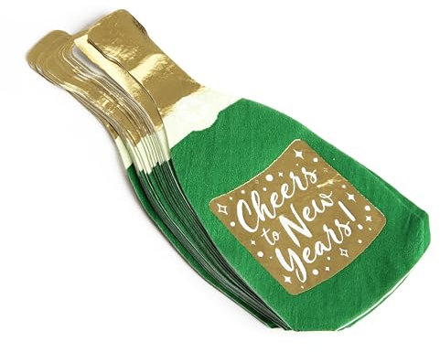 New Years Champagne Bottle Napkins - 20x Green Champagne Bottle Napkins - Perfect for Christmas Parties and Christmas Events