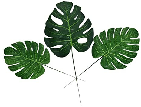 IMIKEYA Künstliche Monstera Blätter Tropische Dekorationen Aus Kunststoff Größe l 10 Stück Künstliche Tropische Blätter Für Wohn- Büro Und Party Deko