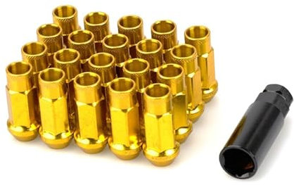 20 Stück Eisenfarbe Auto Modifikation Radmuttern Schrauben M12x1,5 M12x1,25(Golden)