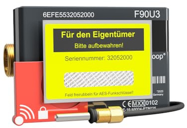 Brummerhoop Ultraschall-Funk-Wärmezähler F90U3 Qp1,5 DN15mm Baulänge 110mm 3/4 Zoll Anschlussgewinde, abnehmbare Anzeigeeinheit inkl. Funk OMS 868 MHz und AES-Schlüssel Eichung 2026 gültig bis 2032