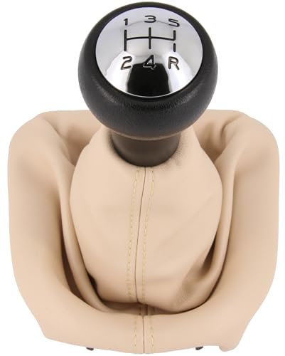 Recambo | Pomo para Peugeot 308, 2007 2015 | palanca de cambios de 5 marchas | funda color beige.