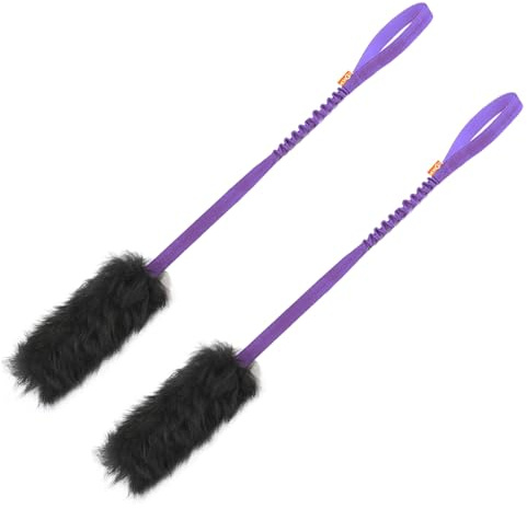 HOWGO Bungee Dog Toy, 100% Sheepskin Tug Rope (Purple, Long w/o Ball 2PC) | Physical Exercise,Genuine Sheepskin Fur Climbing-Grade Bungee webbing,Interactive Tug and Fetch Toy,All Dog Breeds