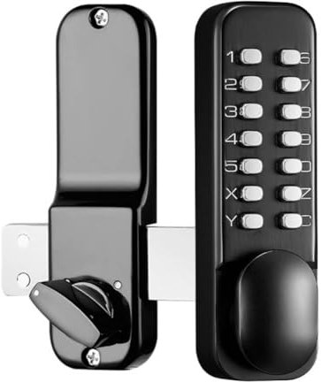 Keyless Entry Door Lock, Keypad Deadbolt Mechanical Code Door Lock with Handle Set, Combination Passcode Entriegelung, Schwarz