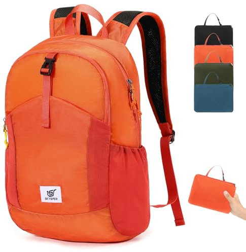 SKYSPER Zaino Pieghevole Antifurto con Protezione RFID, 20L Zaino da Escursione Zainetto Piccolo da Hiking per Viaggio Trekking Ciclismo