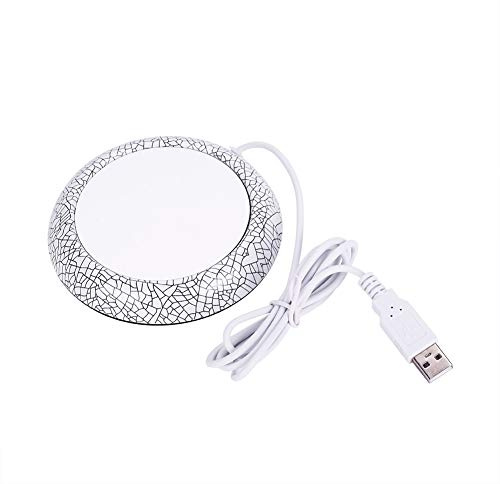 Tazza USB Coppa più calda Premium in legno in legno tappetini per bevande per bevande mantengono il tè al caffè caldo per ufficio a casa usa il modello di porcellana bianca nera (Modello di