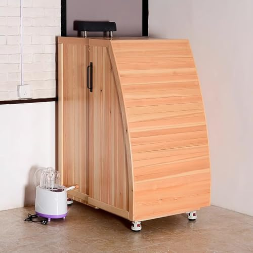 TT-YEC Gran Sauna De Madera para El Hogar con Motor De Vapor De 2,8/8 L, Caja De Sauna con Ruedas para Una Persona, Kit De Caja De Sauna para Todo El Cuerpo, SPA Personal para El Hogar,2.8l