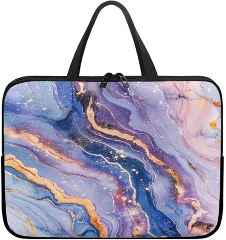 Treer Texture Marmo Colorato Borsa Porta PC,Custodia Laptop con Manico&Cerniera,Borsa PC Impermeabile Resistente Graffi,10-17Pollici Laptop Bag,Portatile Custodia Notebook (Viola Chiaro,17 pollici)