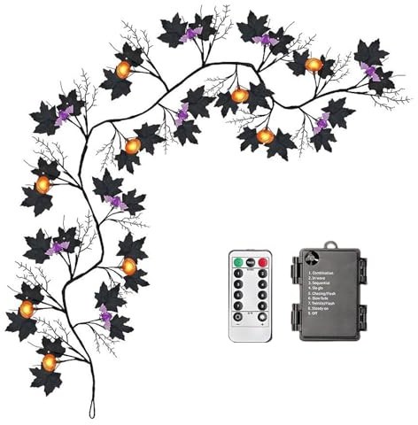 keloppasit Halloween Lichterkette | Weidenranken Lichterkette | 8 Modi wasserdichte Deko Girlande Für Zuhause Fenster Balkon Innen Und Außenbereich Wohnbereich