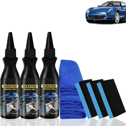 Choimix Vernis à Froid Pour Voiture,Rayure Efface Rayure Voiture Carrosserie,Expert Effacé Rayures Carrosserie De Voituré Pour Rayures De Peinture,Les Tourbillons,Abrasions,Avec éponge Et Chiffon (3)